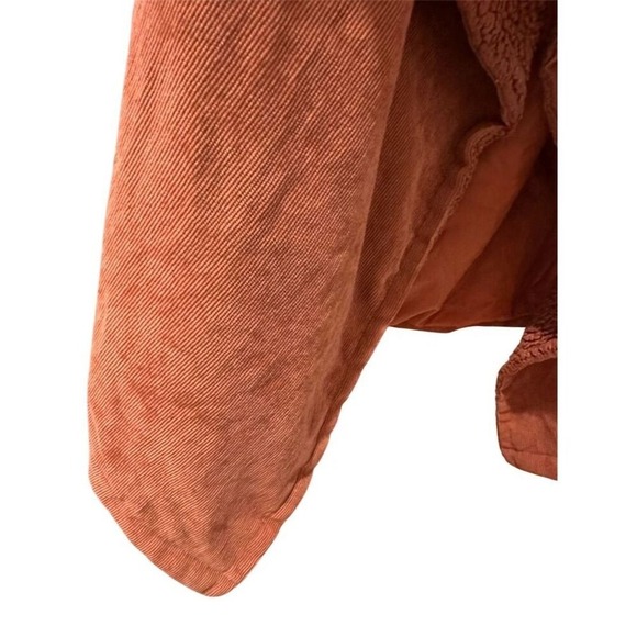 Womens Corduroy‎ Sherpa Vest Orange Small Open Front Waterfall Collar - Picture 5 of 6